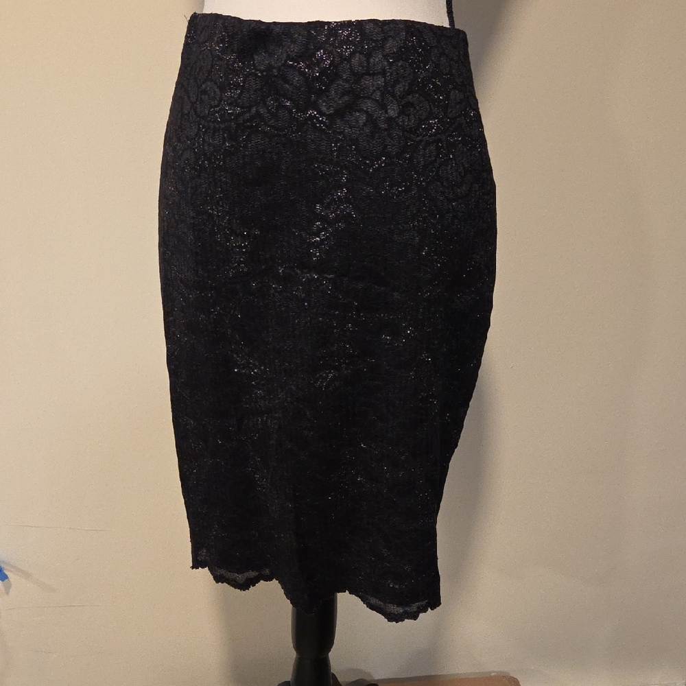 Liz Claiborne Black Embellished Midi Pencil Skirt